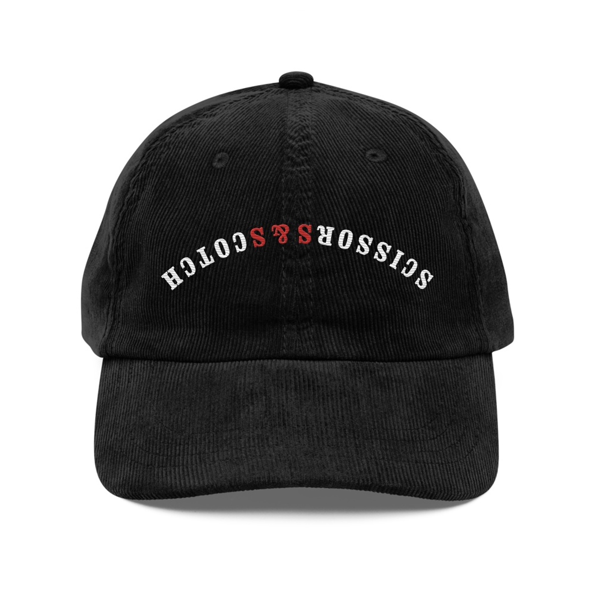 Corduroy Cap in Black, front view
