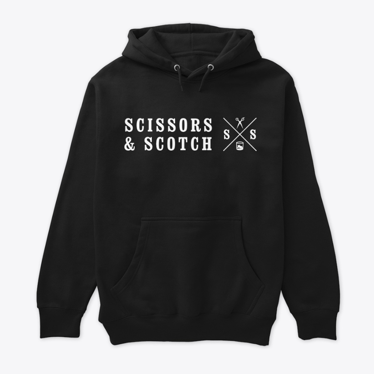 Stacked Logo Hoodie in Black, front view