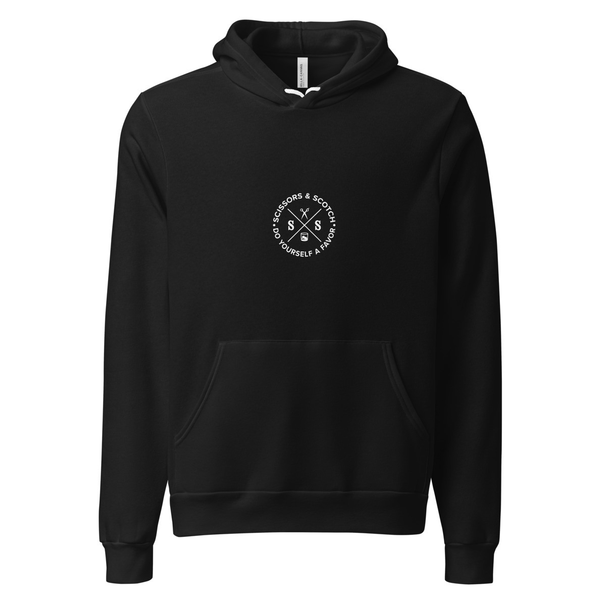 Circle Emblem Hoodie in Black — Actual Printful preview