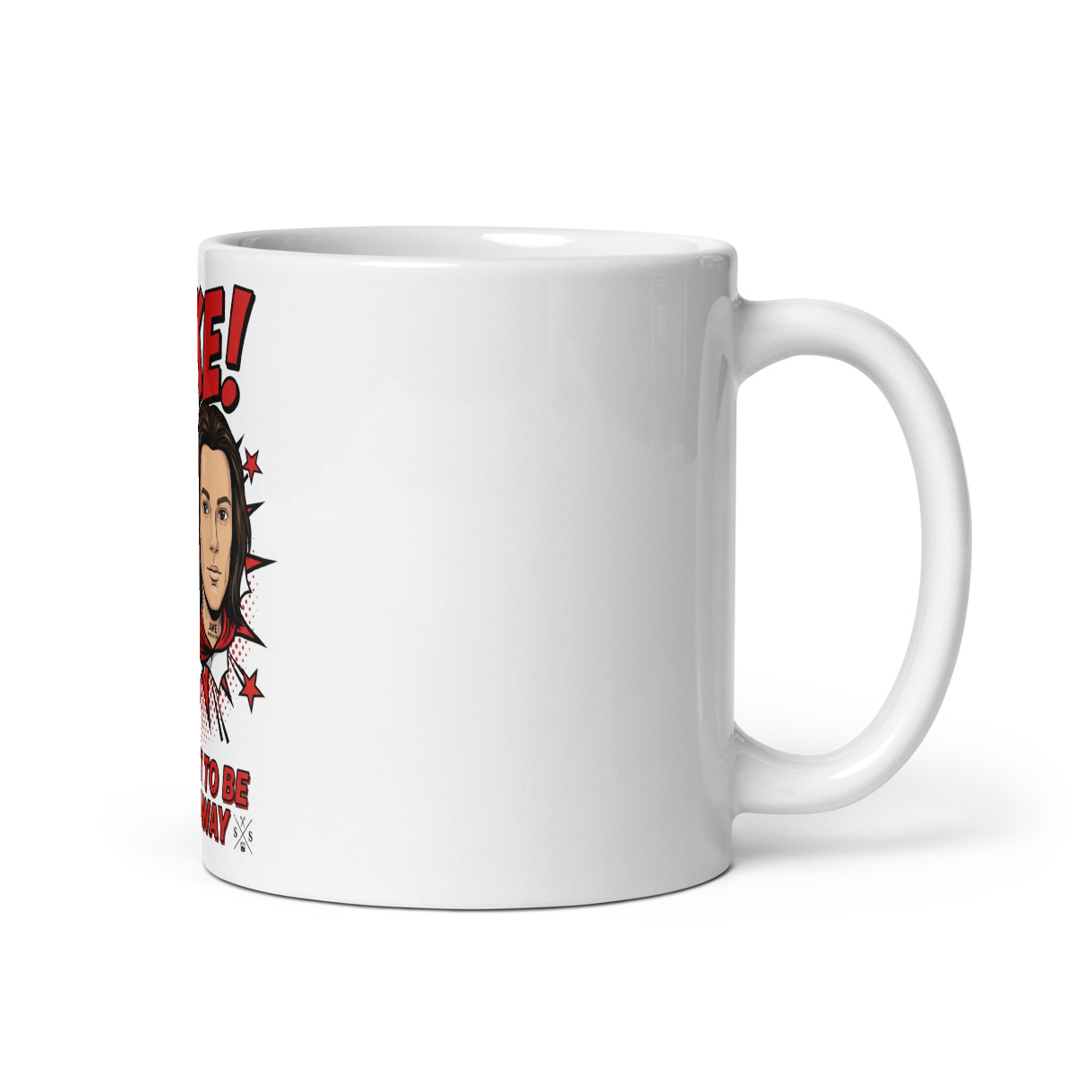 JAKE! Superhero Mug in White — Actual Printful preview